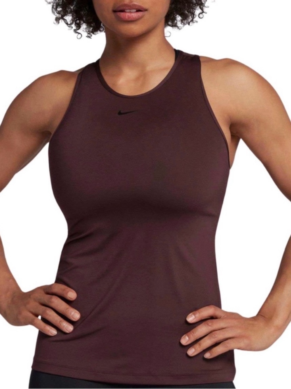 Nike Pro Deluxe Dri-Fit Velvet Logo Burgundy Athletic Tank Top